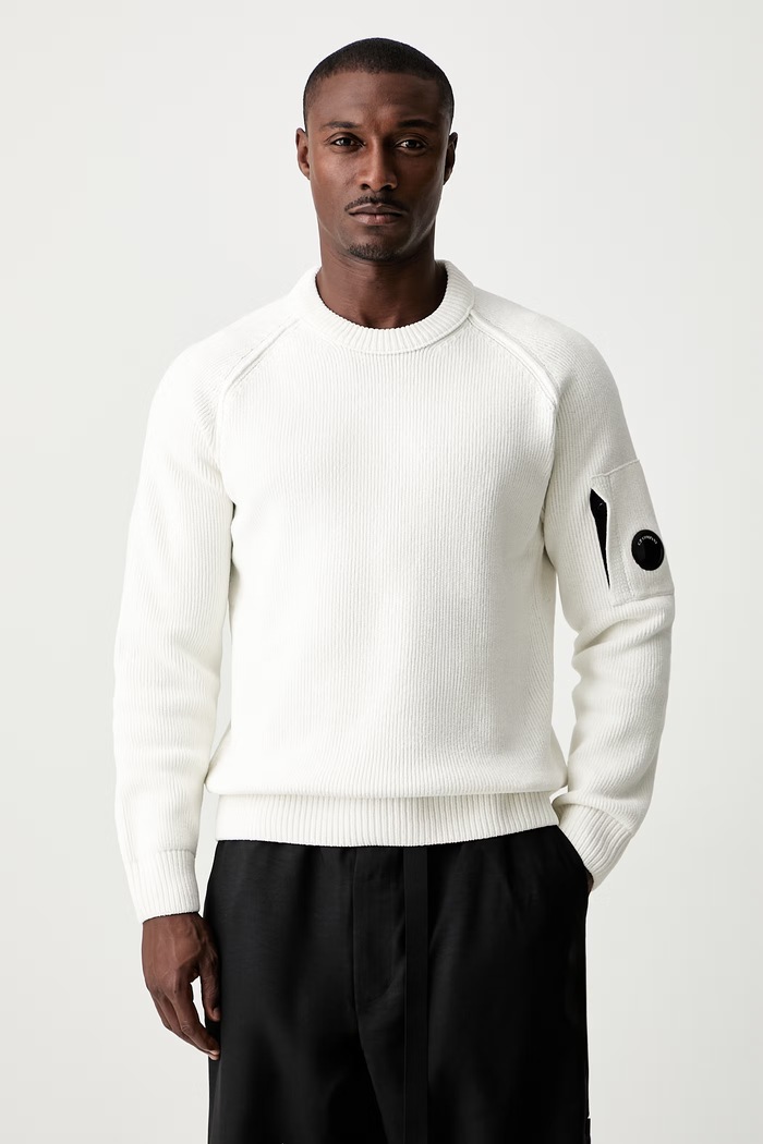 C.P. Company sweter bawełniany męski beżowy 21CMKN196A005558G