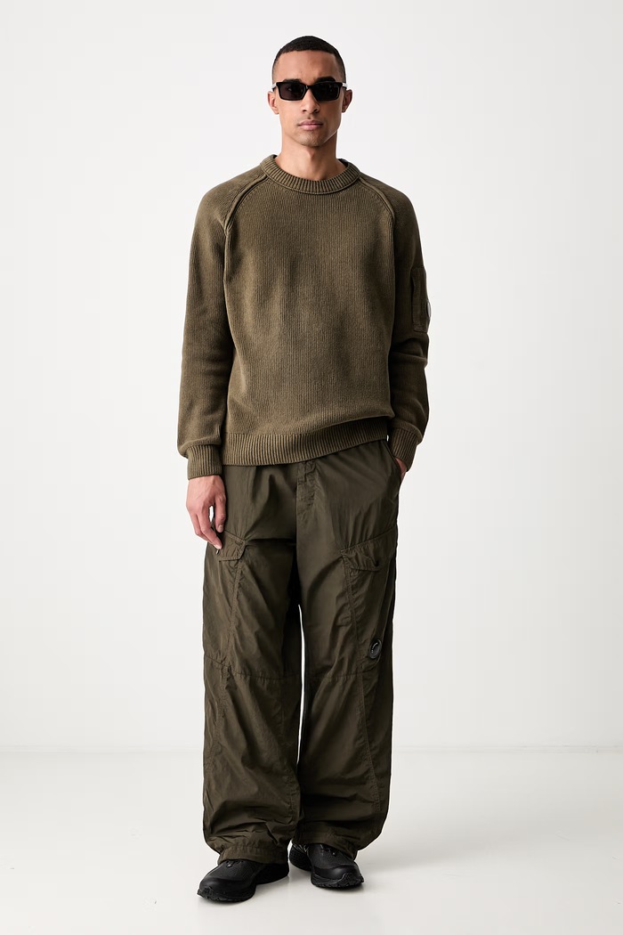 C.P. Company sweter bawełniany męski 21CMKN196A005558G zielony AW26