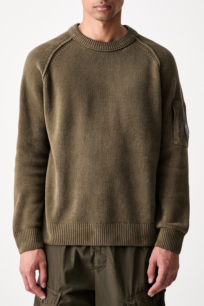 C.P. Company sweter bawełniany męski 21CMKN196A005558G zielony