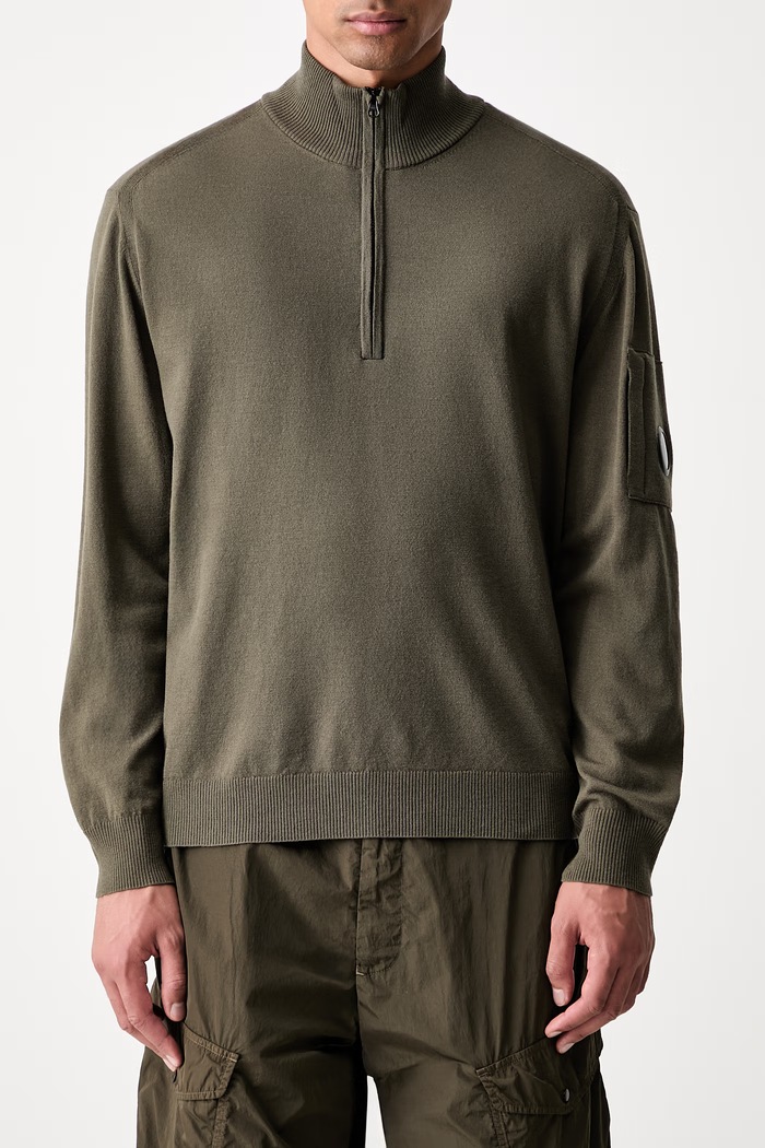 C.P. Company sweter z wełną męski 21CMKN070A005528A zielony