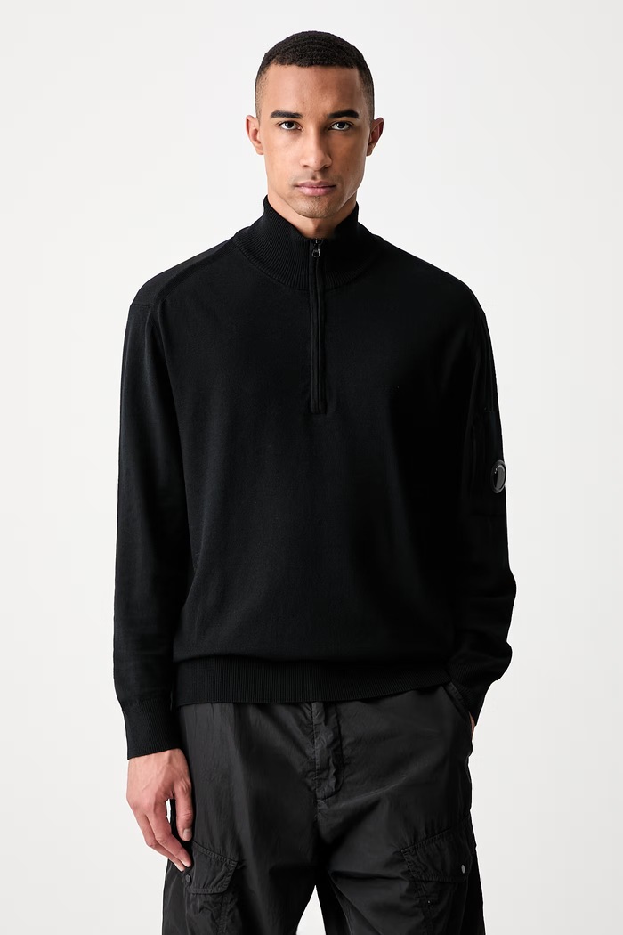 C.P. Company sweter z wełną męski czarny 21CMKN070A005528A