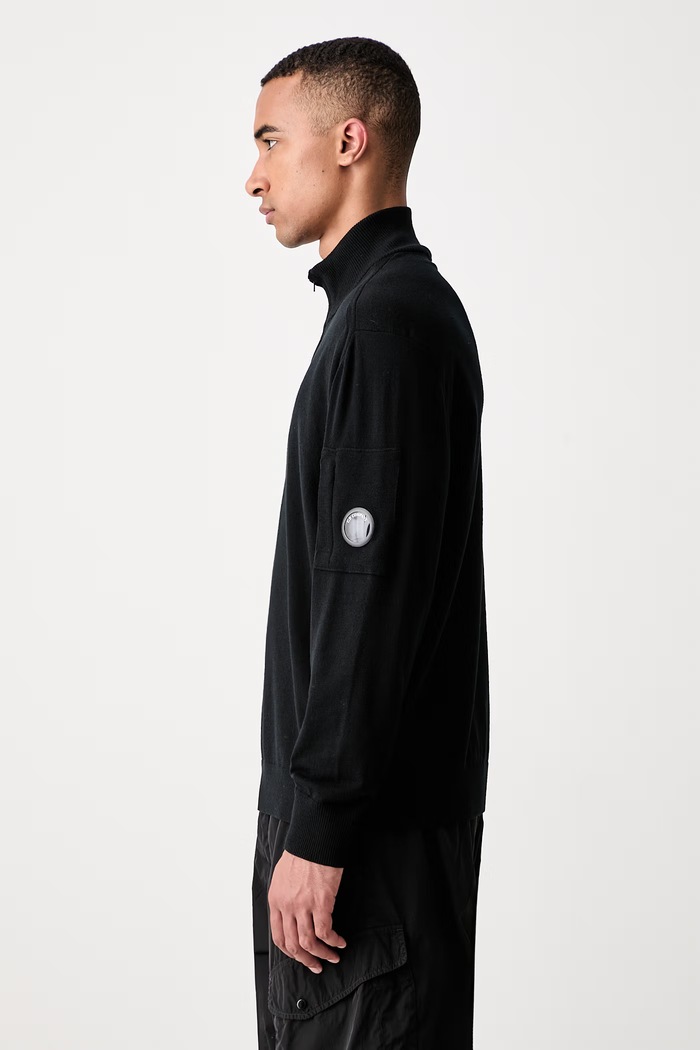 C.P. Company sweter z wełną męski czarny 21CMKN070A005528A