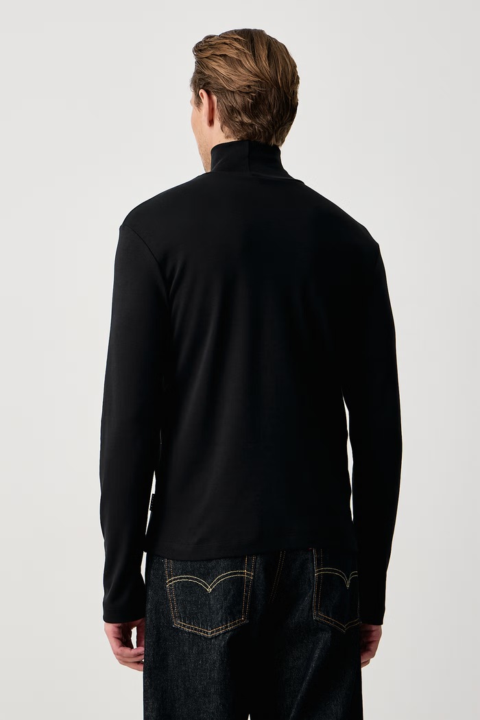 Odzież Sisley Longsleeve męski bawełniany 35P2S200G czarny