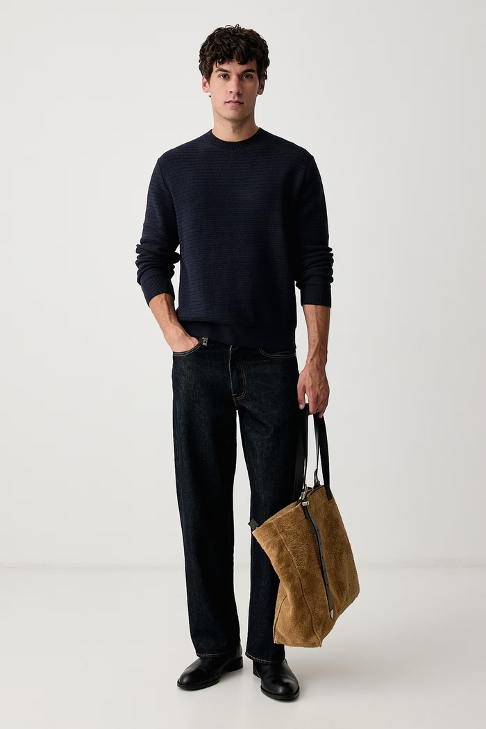 Sisley Sveter pánsky s vlnou 1B3TS105H tmavomodrá AW26