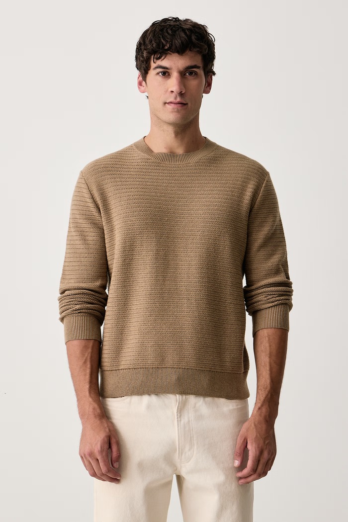Sisley Sweter męski z wełną beżowy 1B3TS105H