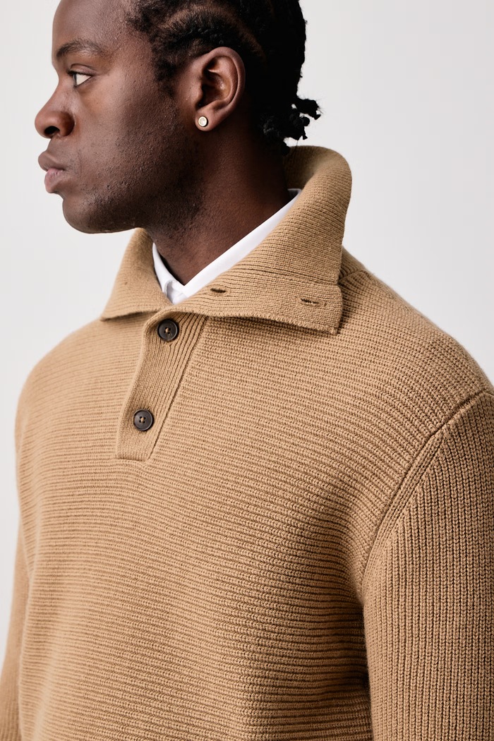 Sweter męski z dodatkiem wełny Calvin Klein LV04LH311G beżowy