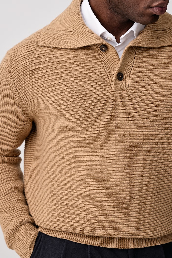 Sweter męski z dodatkiem wełny Calvin Klein beżowy LV04LH311G