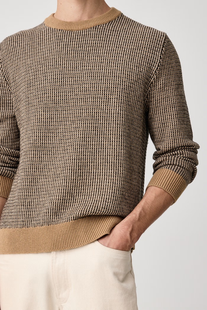 Πουλόβερ ανδρικό με πρόσμιξη μαλλιού Calvin Klein LV04LH310G καφέ