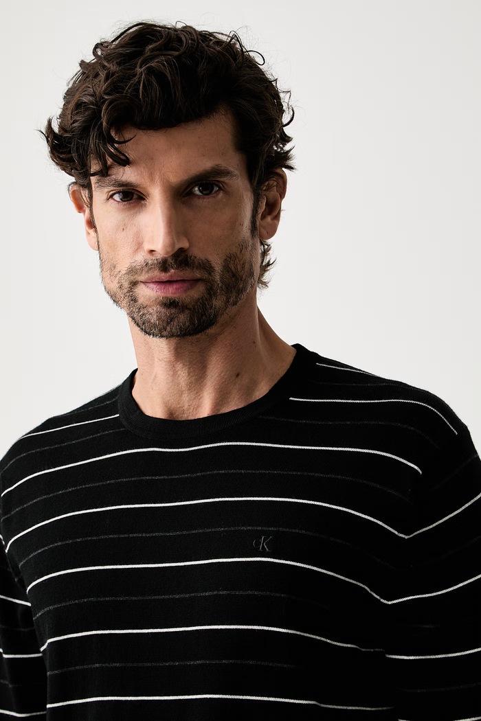 Calvin Klein sweter męski z wełny merino czarny LV04LH300G