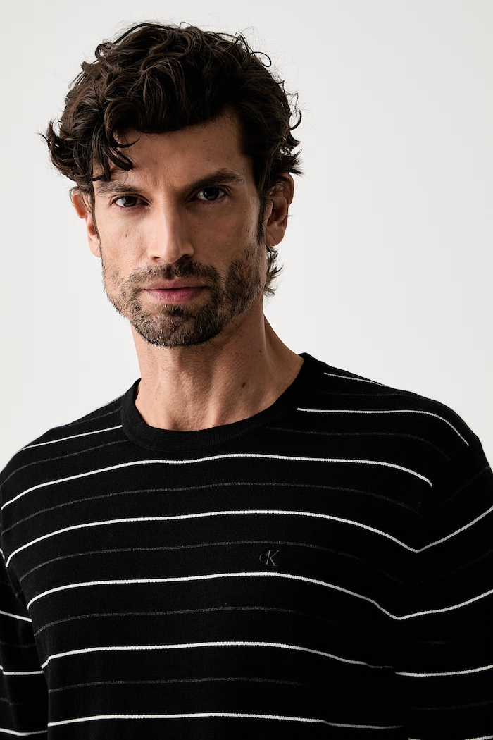 Calvin Klein sweter męski z wełny merino czarny LV04LH300G