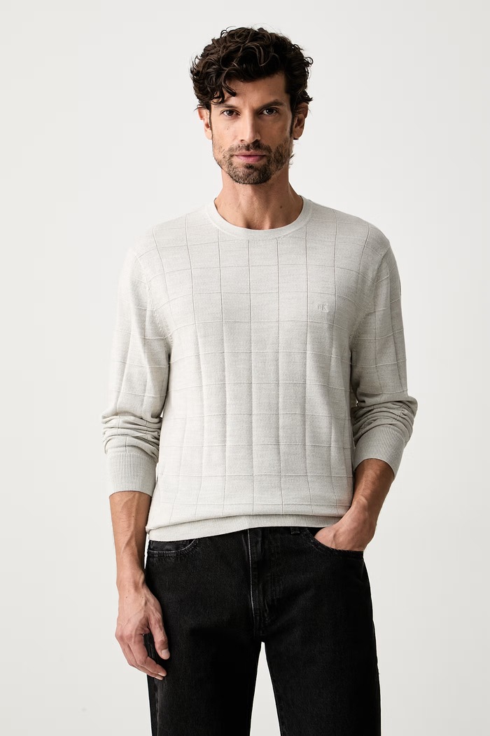 Calvin Klein sweter damski wełniany beżowy LV04LH302G