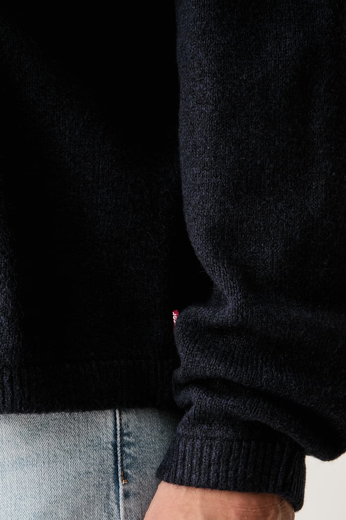 Levi's svetr pánský s příměsí vlny BOULDER COLLARED HALF ZIP námořnická modř 007W2