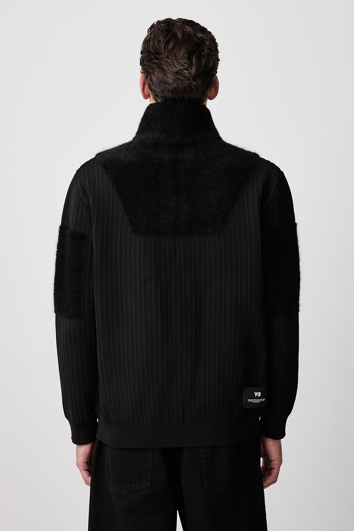 Odzież Y-3 M 1/2 ZIP KNIT sweter męski z dodatkiem moheru KR1119 czarny