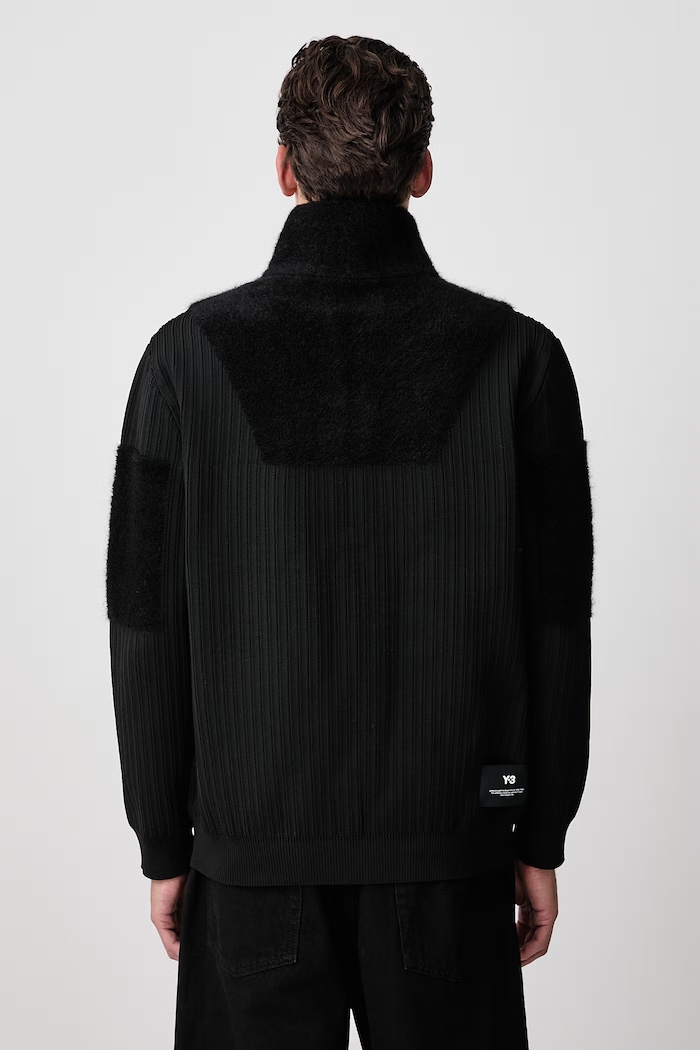 Odzież Y-3 M 1/2 ZIP KNIT sweter męski z dodatkiem moheru KR1119 czarny