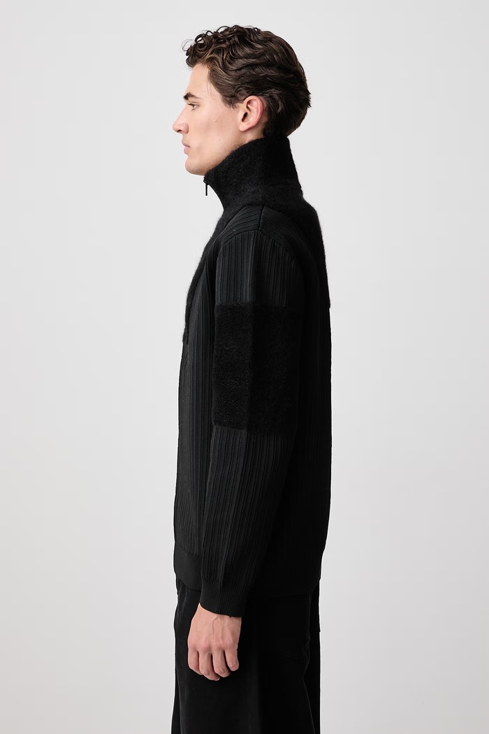 M 1/2 ZIP KNIT sweter męski z dodatkiem moheru Y-3 KR1119 czarny