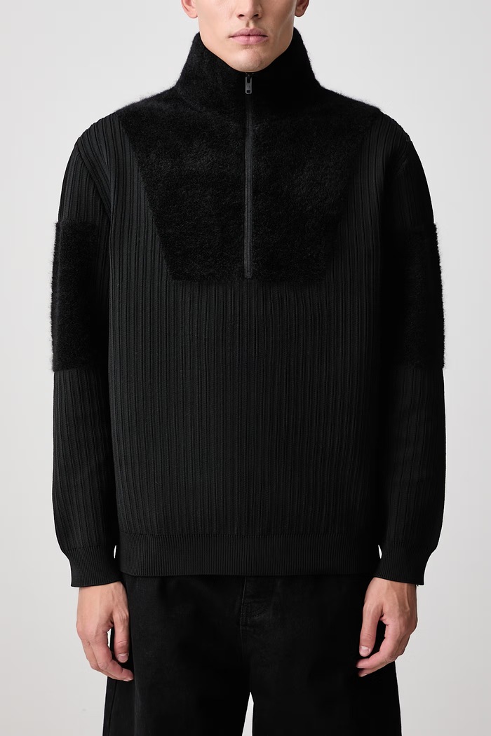 M 1/2 ZIP KNIT sweter męski z dodatkiem moheru Y-3 czarny KR1119