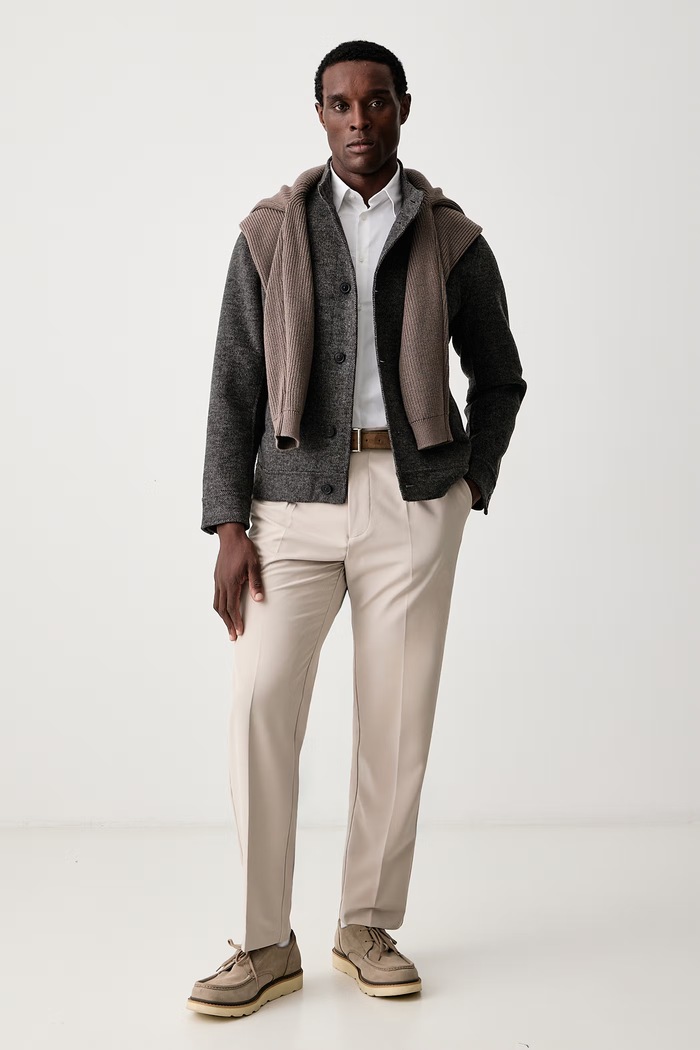 United Colors of Benetton Пуловер мъжки с добавена вълна 12D5U10BN кафяв AW26