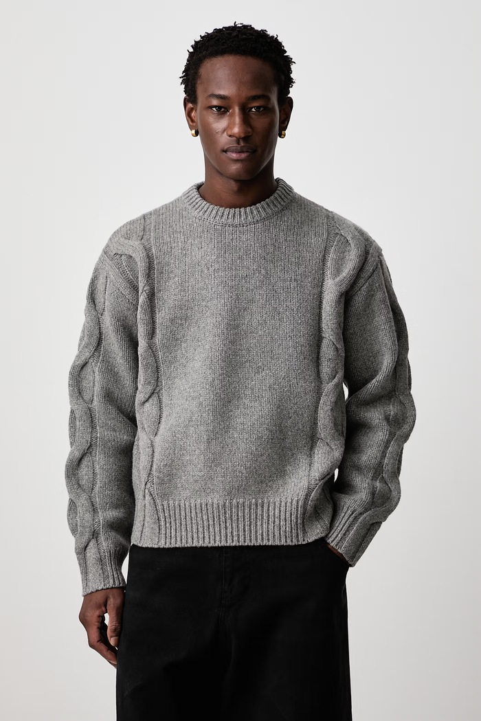 Axel Arigato Beam Cable-Knit sweter z wełną damski szary A4005002