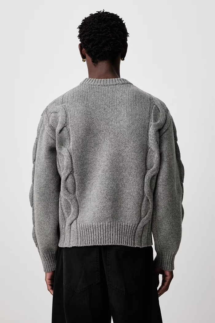 Odzież Axel Arigato Beam Cable-Knit sweter z wełną damski A4005002 szary