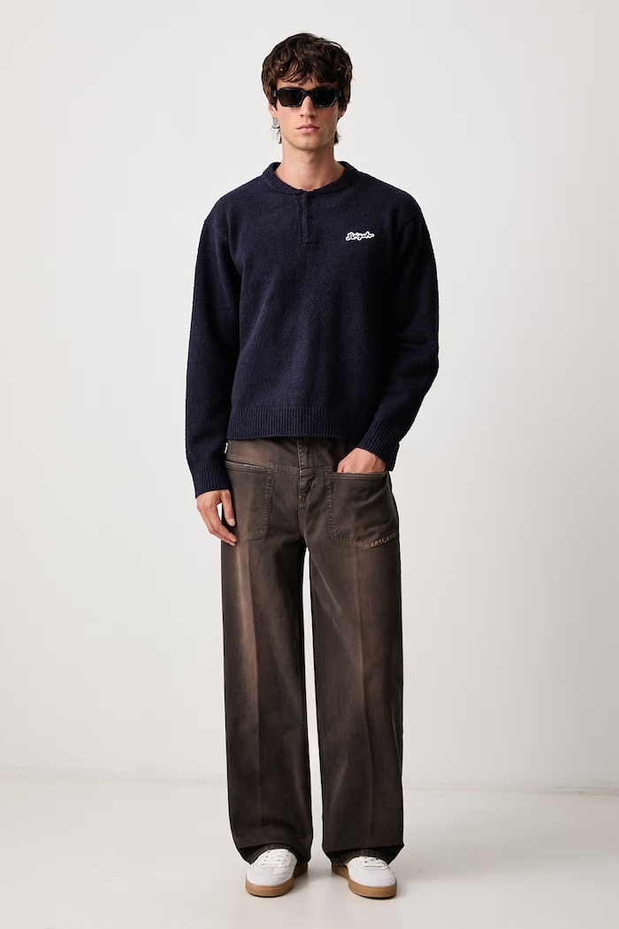 Axel Arigato Tag sweter męski z bawełną A4162002 granatowy AW26