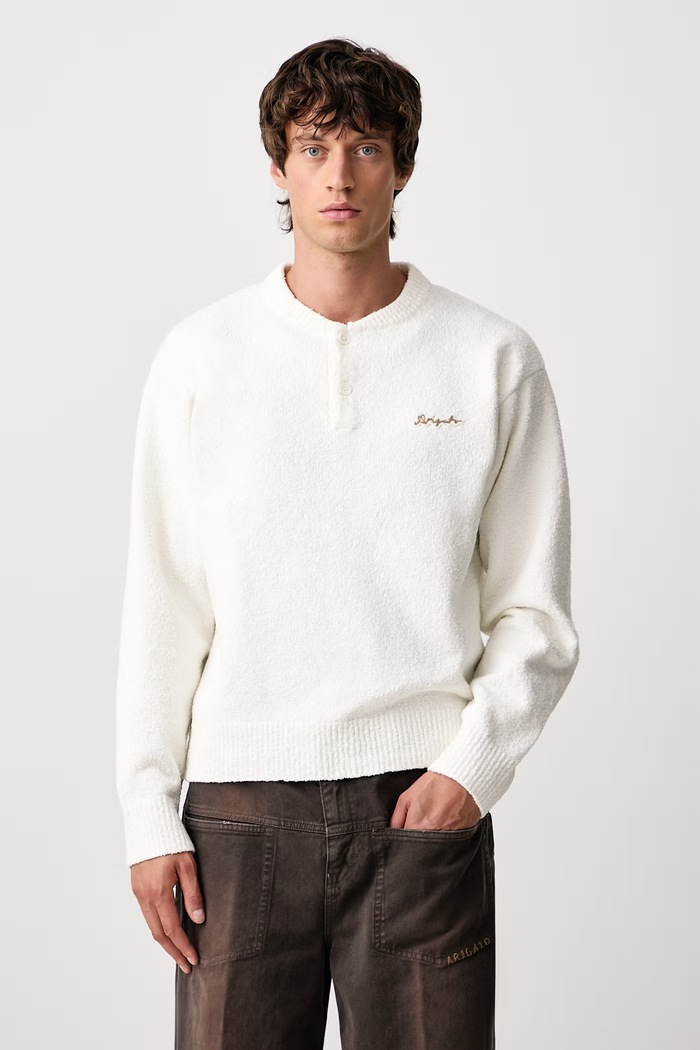 Axel Arigato Tag sweter męski z bawełną beżowy A4162001