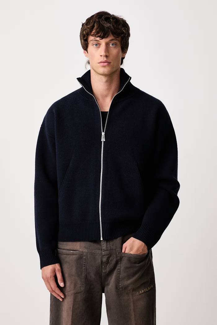 Axel Arigato Sweter rozpinany męski z wełną granatowy A2143001