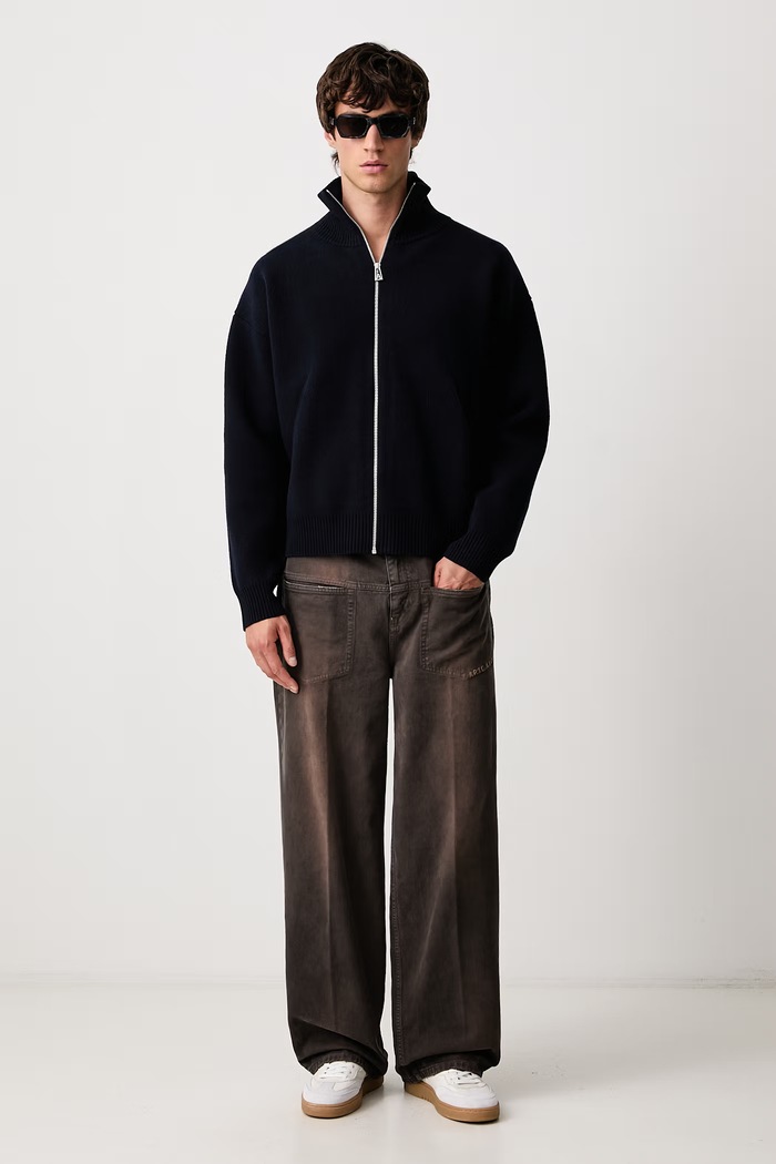 Axel Arigato Sweter rozpinany męski z wełną A2143001 granatowy AW26