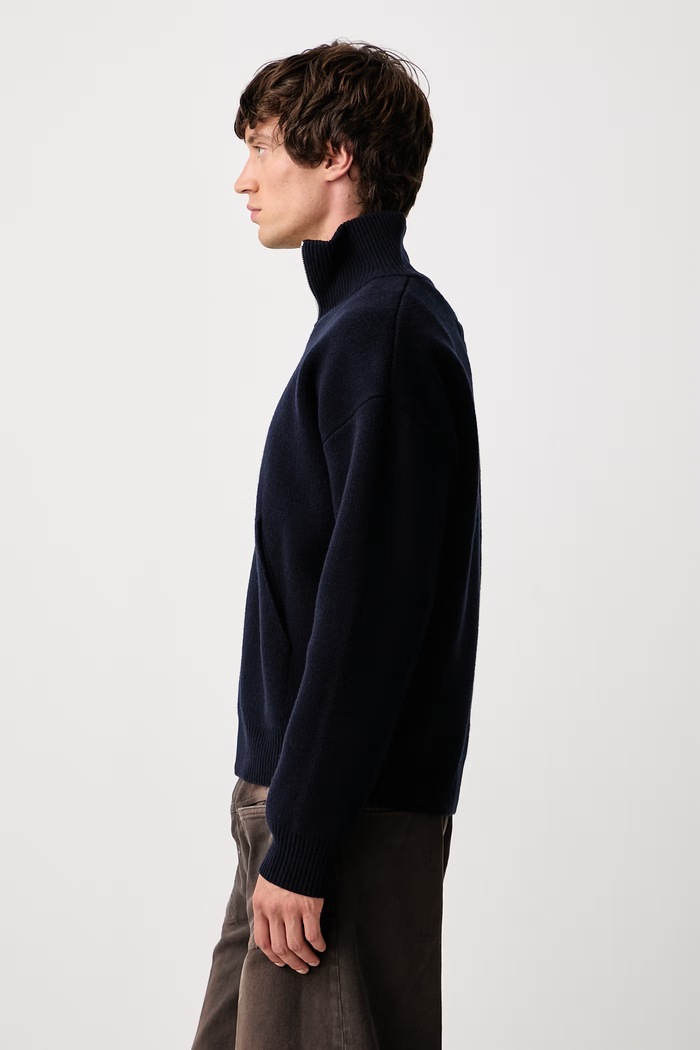 Sweter rozpinany męski z wełną Axel Arigato A2143001 granatowy