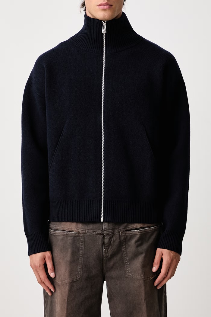 Sweter rozpinany męski z wełną Axel Arigato granatowy A2143001