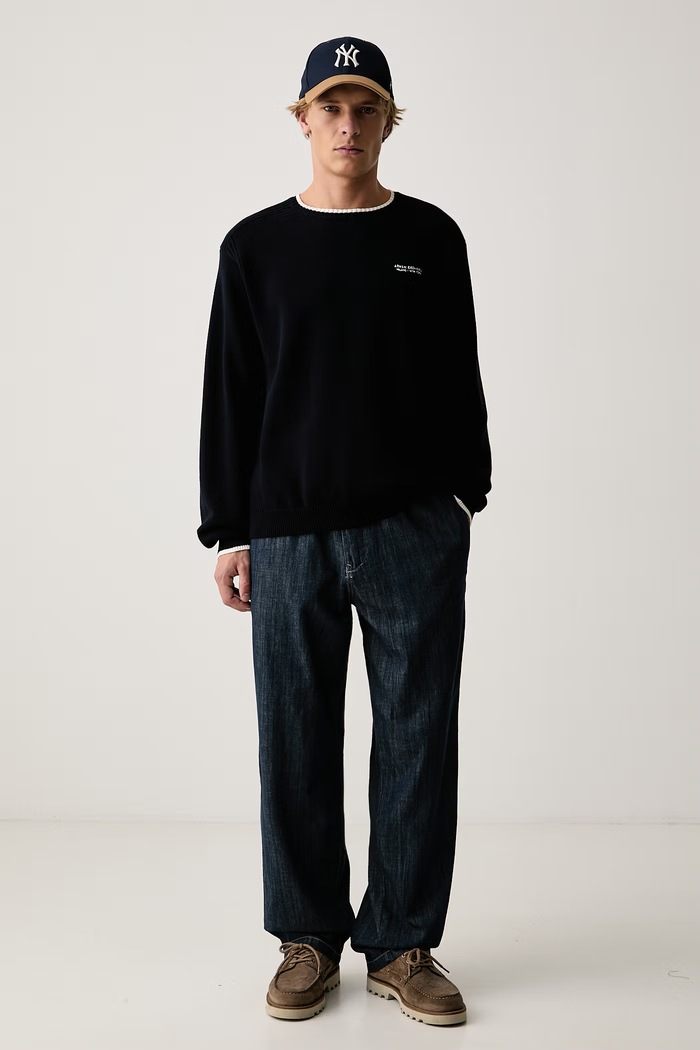 Armani Exchange Sweter męski z bawełną XM003009.AF28775 granatowy AW26