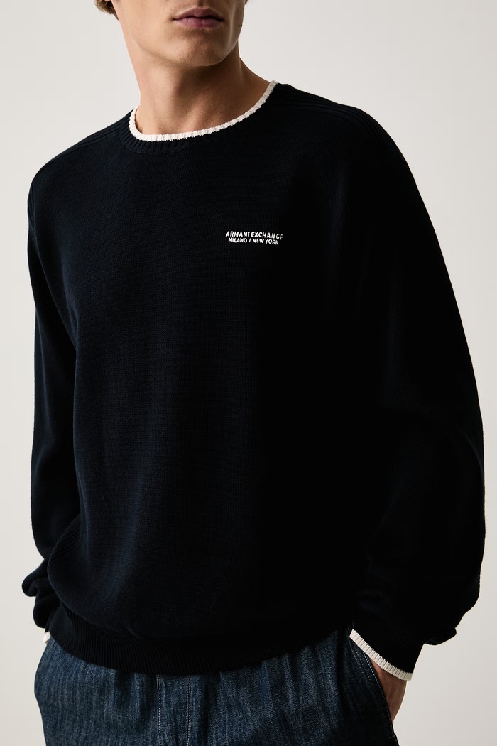 Sweter męski z bawełną Armani Exchange XM003009.AF28775 granatowy