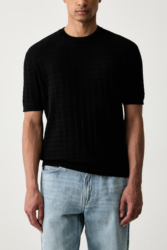 Armani Exchange maglietta maglione da uomo con viscosa nero XM003007.AF10454