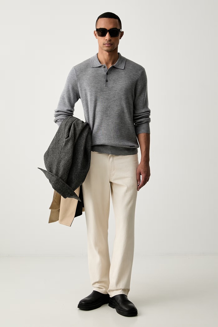 Trussardi sweter męski wełniany M0788000131N szary AW26