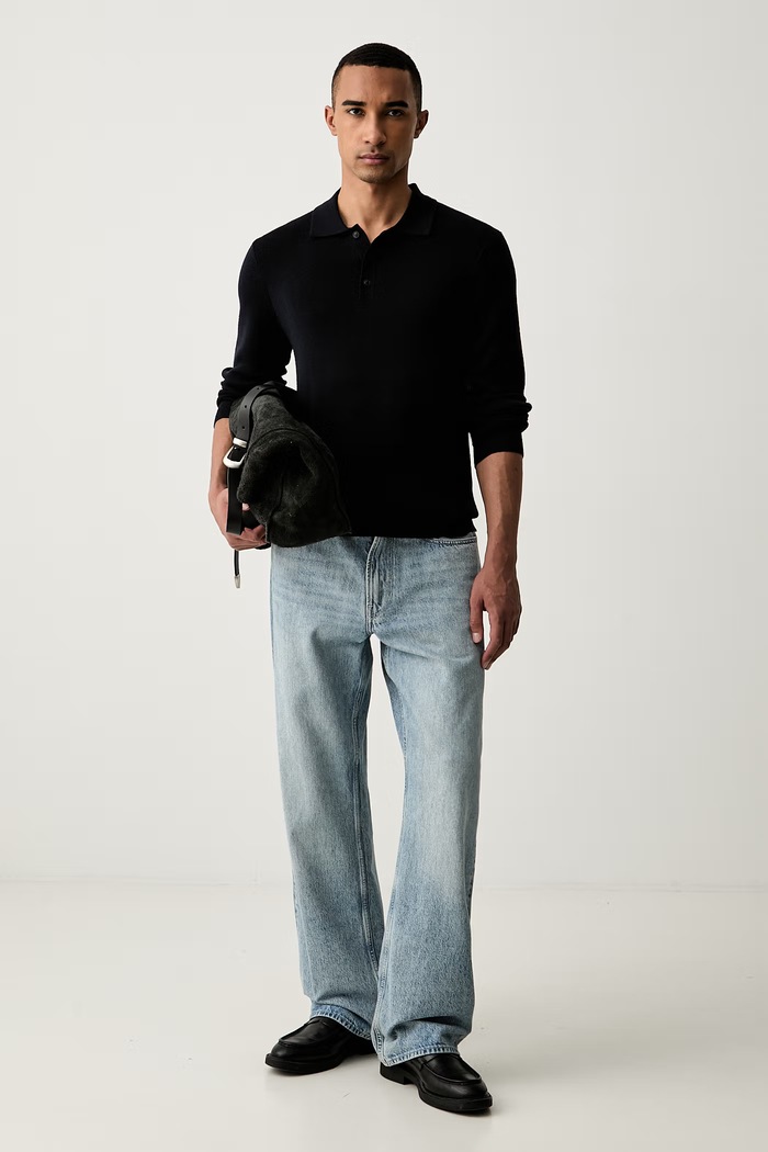 Trussardi sweter męski wełniany M0788000131N granatowy AW26