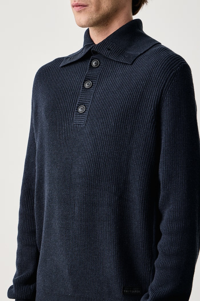 Sweter męski z wełną Trussardi M0308000120N granatowy