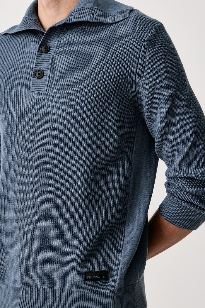 Sweter męski z wełną Trussardi M0308000120N niebieski