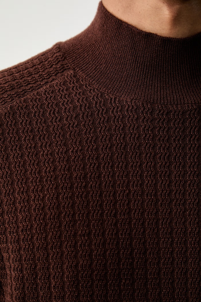 Trussardi półgolf męski wełniany brązowy M0158000113N