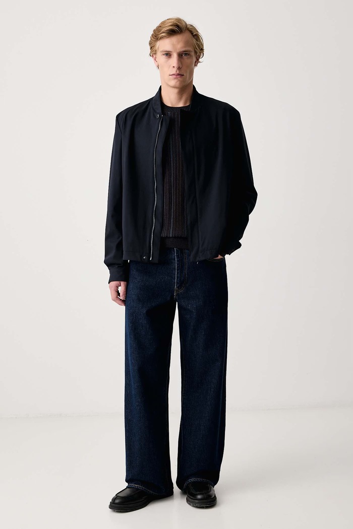 Trussardi Sweter męski wełniany M0098000107N granatowy AW26