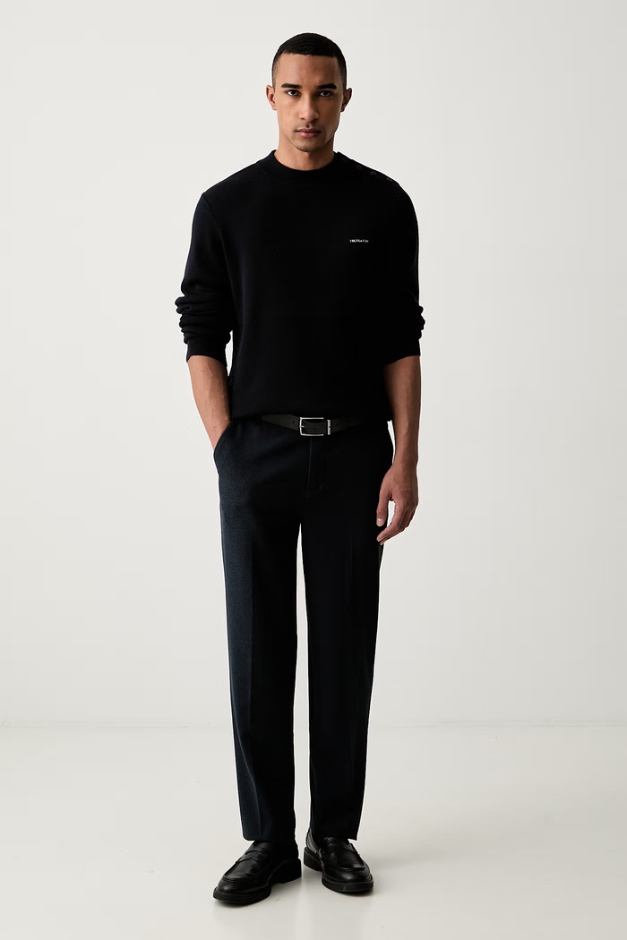 Trussardi sweter męski wełniany M0778000130N granatowy AW26