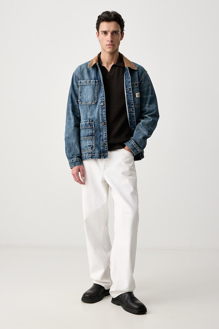 Joop! Sweter męski bawełniany 30104708 brązowy AW26
