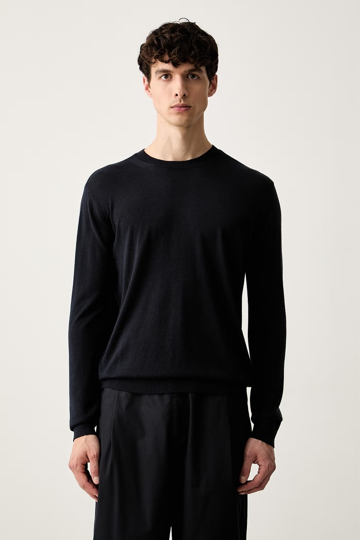 Emporio Armani sweter męski z jedwabiem granatowy EM006952.AF29558