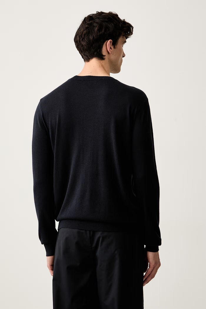 Odzież Emporio Armani sweter męski z jedwabiem EM006952.AF29558 granatowy
