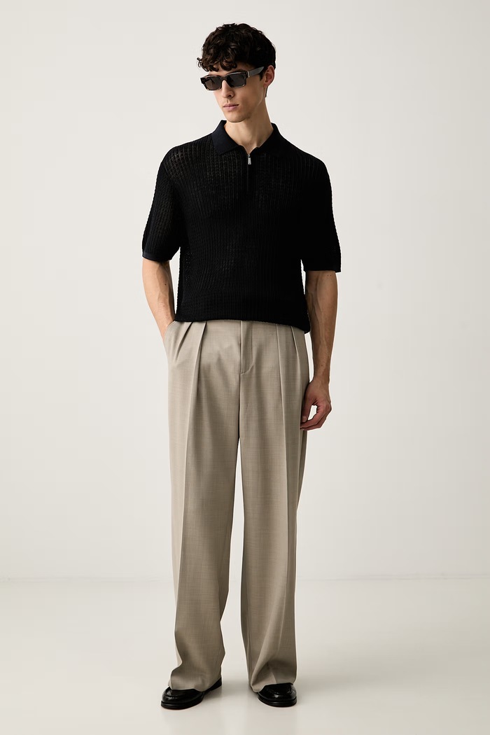 Emporio Armani polo swetrowe męskie z lyocellem EM006298.AF27829 granatowy AW26