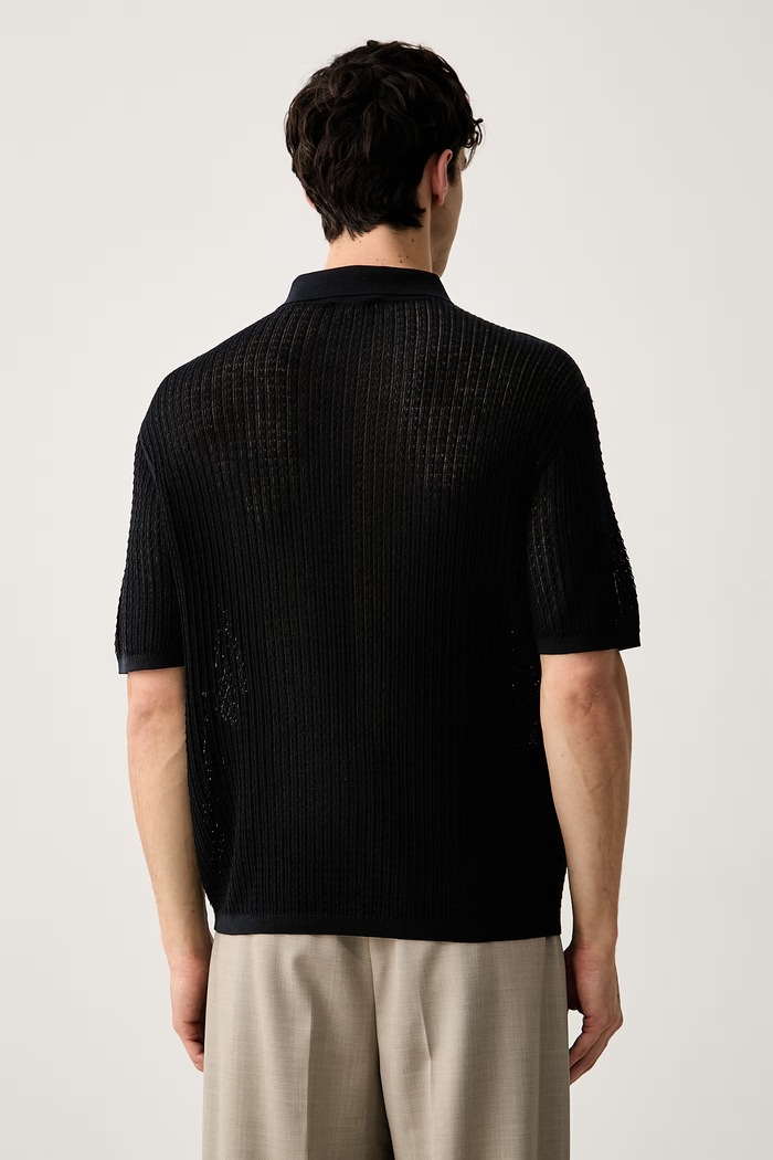 Odzież Emporio Armani polo swetrowe męskie z lyocellem EM006298.AF27829 granatowy