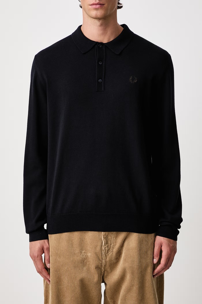 Sweter męski z wełną Fred Perry granatowy K4535.421