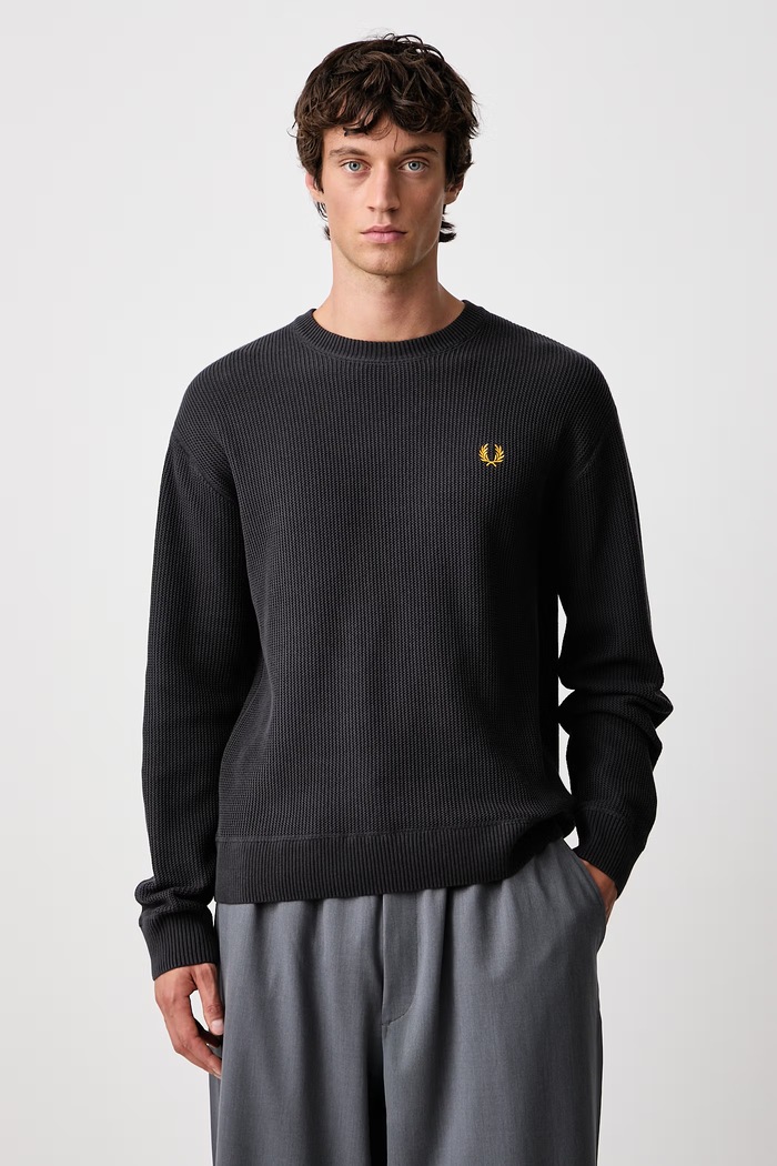 Fred Perry Sweter męski bawełniany szary K2318.297