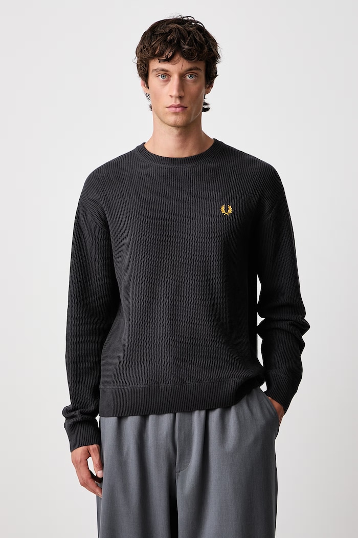 Fred Perry Sweter męski bawełniany szary K2318.297