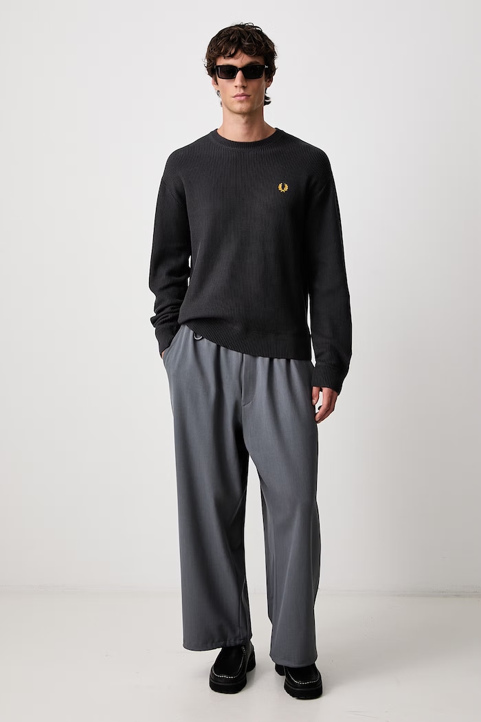 Fred Perry Sweter męski bawełniany K2318.297 szary AW26