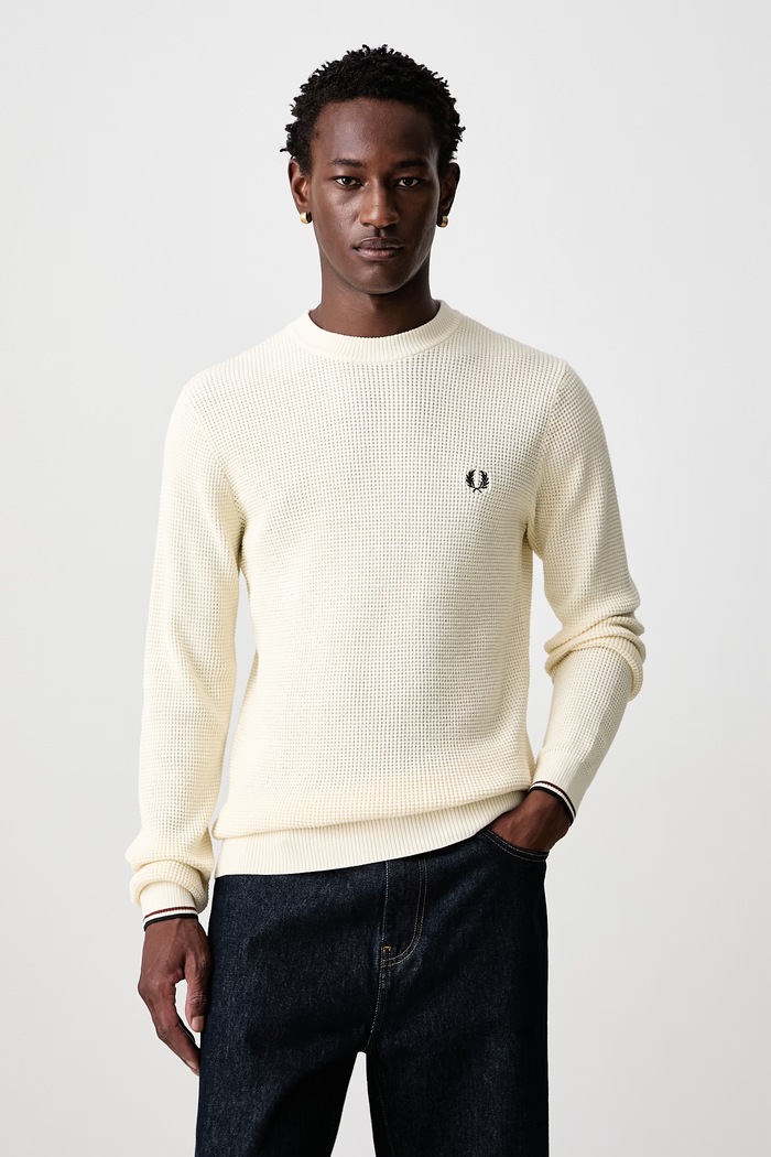 Fred Perry Sweter męski bawełniany beżowy K6507.170