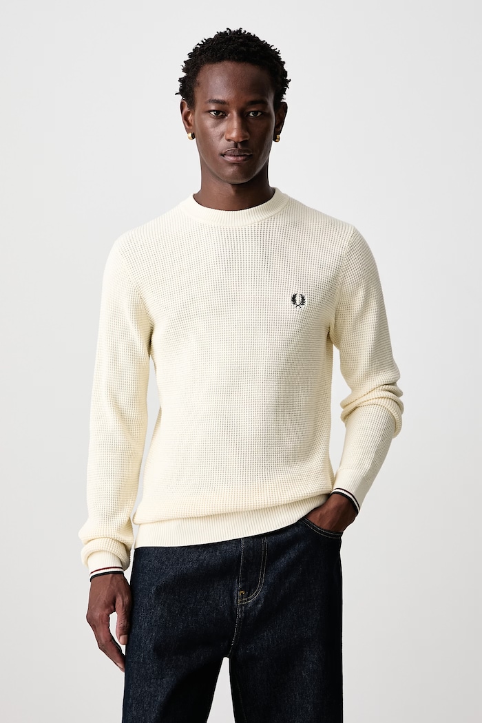 Fred Perry Sweter bawełniany męski beżowy K6507.170